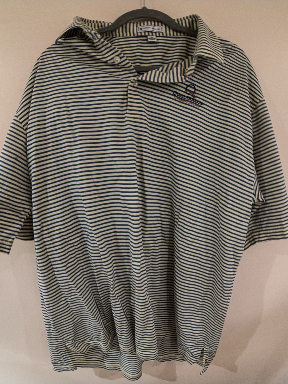Peter Millar Navy and White Striped Polo
